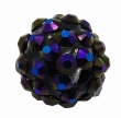 Harskraal met rhinestone, shamballa kraal 14mm marine blauw