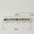 Kralenverdeler, eindstuk, 5 rijen, zilverkleurig