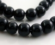 Glaskralen, 8mm, zwart, per streng 35 cm