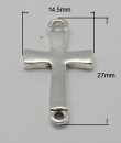 Tussenlink, zilverkleurige metalen kruisje, per stuk