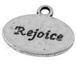 Tibetaans zilveren tag, ovaal, Rejoice, per stuk