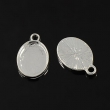 Cabochon hangertje ovaal, donker zilverkleurig metaal, 9 x13mm