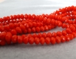 Glaskraal, imitatie jade, rondel, 4x3mm, facet,  helder rood